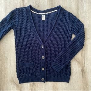 ROXY Navy Blue Waffle Knit Button Front Cardigan